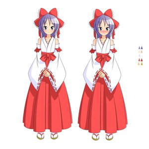 Rating: Safe Score: 0 Tags: blue_eyes blush collage detached_sleeves game_sprite hair_bow hakama hiiragi_kagami japanese_clothes long_hair /ls/ lucky_star miko purple_hair simple_background smile tabi v_hands User: (automatic)Anonymous