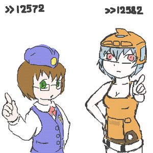 Rating: Safe Score: 0 Tags: 2girls blue_hair brown_hair fgsfds finger garrison_cap glasses green_eyes hands_on_hips hat liaz-chan red_eyes short_hair simple_background tagme /tr/ vl80-chan User: (automatic)trfag