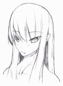 Rating: Safe Score: 0 Tags: bare_shoulders long_hair monochrome oxykoma_(artist) simple_background sketch User: (automatic)Anonymous