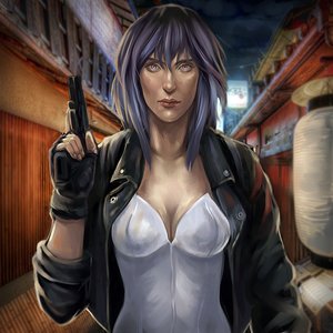 Rating: Safe Score: 0 Tags: /an/ ghost_in_the_shell gloves kusanagi_motoko night outdoors pistol purple_hair realistic red_eyes short_hair street weapon User: (automatic)Anonymous