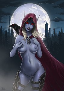 Rating: Explicit Score: 0 Tags: armor bird blonde_hair breasts cloak elf fog forest full_moon glowing_eyes grey_skin hood moon night nude outdoors pointy_ears pussy raven red_eyes sky sylvanas_windrunner tree warcraft world_of_warcraft User: (automatic)Anonymous