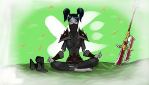 Rating: Safe Score: 0 Tags: black_hair elf fantasy grey_skin mask meditation pointy_ears sitting sword twintails warcraft weapon world_of_warcraft User: (automatic)Anonymous