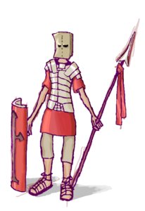 Rating: Safe Score: 0 Tags: ancient anonymous armor bag_on_head cross legionnaire madskillz sandals shield simple_background spear User: (automatic)Willyfox