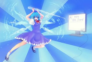 Rating: Safe Score: 0 Tags: 404 blue_eyes blue_hair bow cirno computer dress icicle monitor short_hair touhou wings User: (automatic)nanodesu