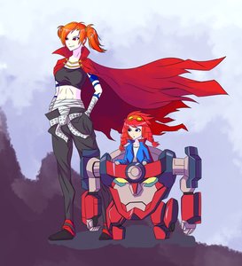 Rating: Safe Score: 0 Tags: 2girls alternate_costume alternate_hairstyle bandages blue_eyes cloak cosplay crop_top crossover dvach-tan goggles highres kamina midriff orange_hair red_eyes red_hair sci-fi simon tattoo tengen_toppa_gurren_lagann twin_braids twintails ussr-tan User: (automatic)Anonymous