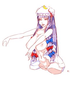 Rating: Explicit Score: 0 Tags: bow breasts has_child_posts hat highres long_hair no_bra no_panties oxykoma_(artist) patchouli_knowledge purple_hair simple_background tongue touhou User: (automatic)Anonymous
