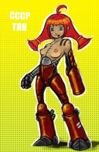 Rating: Questionable Score: 0 Tags: ahoge blue_eyes breasts cyborg empty_eyes red_hair scar sci-fi simple_background tongue topless twintails ussr-tan User: (automatic)nanodesu