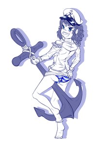 Rating: Safe Score: 0 Tags: 1girl anchor bare_legs blue_eyes blush cap curly_hair from_behind gloves hat idleantics_(artist) monochrome murasa_minamitsu open_mouth panties sailor sailor_hat short_hair simple_background solo striped touhou uniform User: (automatic)nanodesu