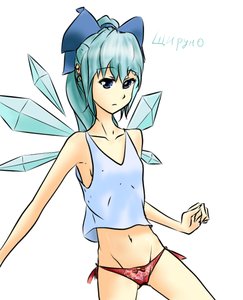 Rating: Safe Score: 0 Tags: alternate_costume blue_eyes blue_hair bow cirno hater_(artist) panties short_hair top touhou wings User: (automatic)nanodesu