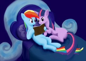 Rating: Safe Score: 0 Tags: animal bed book /bro/ horn horns lying multicolored_hair my_little_pony no_humans pony rainbow_dash reading twilight_sparkle unicorn User: (automatic)Anonymous