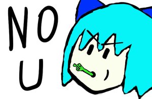 Rating: Safe Score: 0 Tags: angry blue_hair cirno frog has_child_posts macro madskillz no_u pointing short_hair simple_background touhou User: (automatic)nanodesu
