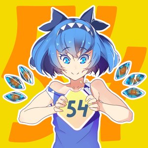 Rating: Safe Score: 0 Tags: 1girl alternate_costume bare_shoulders blue_eyes blue_hair bow cirno hairband holding madskillz_thread_oppic main_page orange_background oxykoma_(artist) short_hair smile solo touhou wings User: (automatic)Anonymous