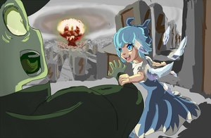 Rating: Safe Score: 0 Tags: anonymous blue_eyes blue_hair bow cirno city dress explosion green_skin holding_hands mushroom_cloud shocked short_hair wings User: (automatic)Anonymous