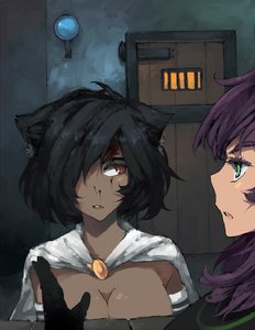 Rating: Safe Score: 0 Tags: 2girls animal_ears black_hair blood breasts brown_eyes cape cat_ears character_request cleavage dark_skin door felicette first_rule green_eyes hair_over_one_eye looking_at_another multiple_girls pony_(artist) purple_hair short_hair tagme User: (automatic)Anonymous