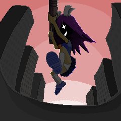 Rating: Questionable Score: 0 Tags: 1girl armband city cityscape dark evil_smile faceless from_below head_wings iichantra long_hair miniskirt outdoors panties pantyshot perspective pixel_art purple_hair shirt skirt smile socks soh-chan solo stuff_on_head t-shirt weapon winged_hairpin User: (automatic)nanodesu