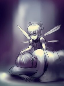 Rating: Safe Score: 0 Tags: 1boy atmospheric bow cirno closed_eyes faceless hands_on_head lying sadness short_hair sitting sleeping tagme touhou wings User: (automatic)ii
