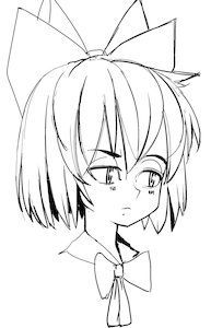 Rating: Safe Score: 0 Tags: 1girl blush bow cirno hair_bow highres monochrome portrait short_hair simple_background solo touhou User: (automatic)Anonymous