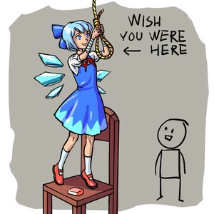 Rating: Safe Score: 0 Tags: bandages blue_eyes blue_hair bow chair cirno co2_(artist) co_(artist) dress rope short_hair simple_background soap socks touhou wings User: (automatic)nanodesu