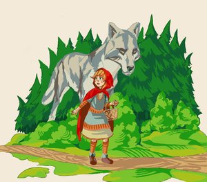 Rating: Safe Score: 0 Tags: /an/ animal basket forest green_eyes hood little_red_riding_hood orange_hair outdoors wolf User: (automatic)Anonymous