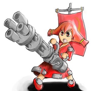 Rating: Safe Score: 0 Tags: alternate_costume chibi flag red_eyes red_hair simple_background twintails ussr-tan weapon User: (automatic)nanodesu