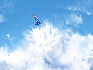 Rating: Safe Score: 0 Tags: blue_hair cirno cloud f2d_(artist) flying nature outdoors short_hair sky touhou wings User: (automatic)nanodesu
