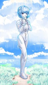 Rating: Safe Score: 0 Tags: 1girl ayanami_rei blue_hair bodysuit cloud f2d_(artist) finger_smile grass neon_genesis_evangelion outdoors plugsuit red_eyes short_hair sky smile solo User: (automatic)Anonymous