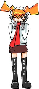 Rating: Safe Score: 0 Tags: alternate_costume boots dvach-tan fingerless_gloves gloves headphones orange_hair red_eyes scarf simple_background skirt twintails User: (automatic)nanodesu
