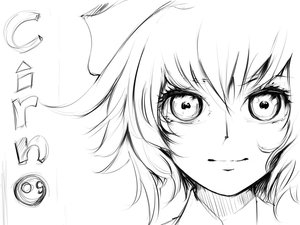 Rating: Safe Score: 0 Tags: 1girl cirno monochrome short_hair sketch solo User: (automatic)Anonymous