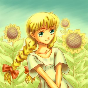 Rating: Questionable Score: 0 Tags: blonde_hair blue_eyes braid flower nature slavya-chan smile sunflower twin_braids v_hands User: (automatic)timewaitsfornoone