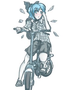 Rating: Safe Score: 0 Tags: alternate_costume bicycle blue_eyes blue_hair bow cirno riding shirt short_hair shorts touhou wings User: (automatic)Anonymous