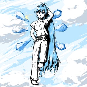 Rating: Safe Score: 0 Tags: alternate_costume alternate_hairstyle binary blue_eyes blue_hair cirno cloud denim f2d_(artist) has_child_posts long_hair outdoors ponytail shirt sky star touhou t-shirt very_long_hair wings User: (automatic)nanodesu
