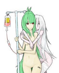 Rating: Questionable Score: 0 Tags: 2girls ahoge bandages bomb-chan bomb-kun_(artist) character_request green_hair hug long_hair nude red_eyes simple_background tagme white_hair yuri User: (automatic)nanodesu