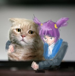 Rating: Safe Score: 0 Tags: animal cat hug lowres photoshop purple_hair twintails unyl-chan User: (automatic)Anonymous