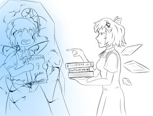 Rating: Safe Score: 0 Tags: 2girls angry book bow cirno daiyousei dress ice monochrome short_hair sketch touhou wings User: (automatic)nanodesu