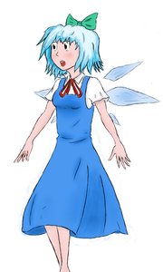 Rating: Safe Score: 0 Tags: blue_eyes blue_hair bow cirno dress short_hair touhou wings User: (automatic)nanodesu