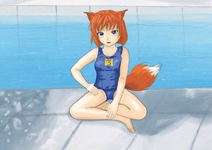 Rating: Safe Score: 0 Tags: animal_ears blue_hair blush fang fox fox_ears hands_on_hips lolifox orange_hair school_swimsuit sitting swimming_pool swimsuit tail User: (automatic)timewaitsfornoone