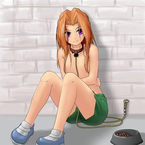 Rating: Explicit Score: 0 Tags: bdsm collar food from_police_to_kids hater_(artist) mvd-chan no_bra orange_hair purple_eyes shorts sitting topless wall User: (automatic)nanodesu