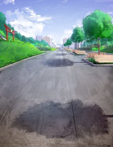 Rating: Safe Score: 0 Tags: barrier bench city cloud crack f2d_(artist) fence grass horizontal_bar road road_sign torii tree User: (automatic)lol.me