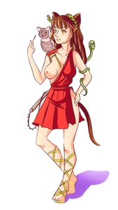 Rating: Questionable Score: 0 Tags: 1girl afina alternate_costume ancient animal animal_ears brown_hair cat_ears cosplay idleantics_(artist) long_hair mythology owl simple_background snake solo tail topless uvao-chan yellow_eyes User: (automatic)nanodesu