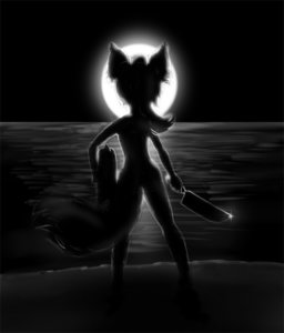 Rating: Safe Score: 0 Tags: 1girl animal_ears fox fox_ears fox_tail from_behind knife loli lolifox monochrome moon sand sea sketch solo tail water User: (automatic)Willyfox