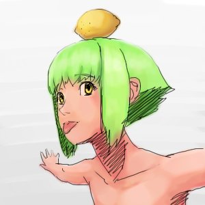 Rating: Safe Score: 0 Tags: bare_shoulders green_hair lemon /o/ oekaki outstretched_arms short_hair simple_background tongue yellow_eyes User: (automatic)nanodesu