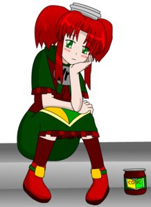 Rating: Safe Score: 0 Tags: apron blush green_eyes jar /r/ red_hair sauce sauce_(artist) sauce-chan sitting twintails vector User: (automatic)Big_C