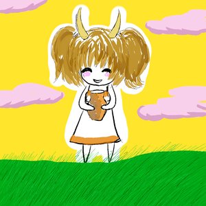 Rating: Safe Score: 0 Tags: blush blush_stickers brown_hair chibi cow cow_girl grass horns personification twintails User: (automatic)Tonechka1993