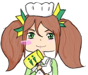 Rating: Safe Score: 0 Tags: alternate_costume apron banhammer banhammer-tan blush blush_stickers brown_hair chibi dress green_eyes maid maid_headdress maid_outfit simple_background twintails wakaba_mark weapon User: (automatic)nanodesu