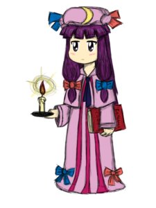 Rating: Safe Score: 2 Tags: book bow candle chibi hat patchouli_knowledge purple_eyes purple_hair sauce_(artist) simple_background touhou User: (automatic)nanodesu