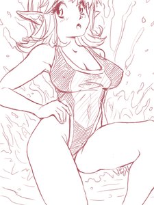 Rating: Safe Score: 0 Tags: /an/ blush breasts monochrome pointy_ears sketch swimsuit water User: (automatic)Anonymous