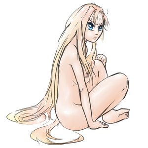Rating: Safe Score: 0 Tags: blonde_hair blue_eyes breasts f2d_(artist) from_behind /h/ long_hair nipples nude simple_background sitting sketch User: (automatic)nanodesu