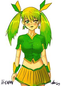 Rating: Safe Score: 0 Tags: blonde_hair blush breasts green_lips heterochromia ii-chan lips lipstick skirt /tan/ twintails wakaba_colors wakaba_mark User: (automatic)Willyfox