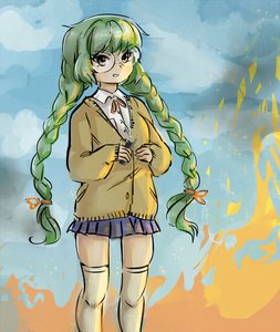 Rating: Safe Score: 0 Tags: bomb-chan braid glasses green_hair long_hair school_uniform twin_braids User: (automatic)Anonymous