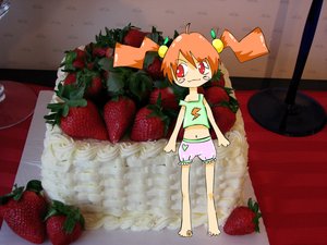 Rating: Safe Score: 0 Tags: :3 alternate_costume barefoot bloomers blush blush_stickers cake chibi crop_top drawing_on_photo dvach_emblem dvach-tan food highres orange_hair photoshop red_eyes smile strawberry twintails underwear User: (automatic)nanodesu